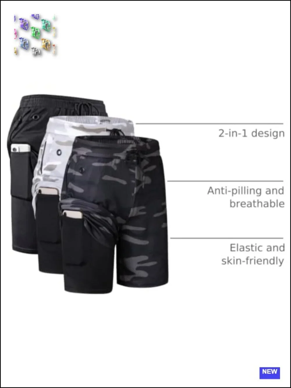 Men's 2 in 1 Workout Running Shorts 7 Inch Lightweight Athletic Gym Shorts with
